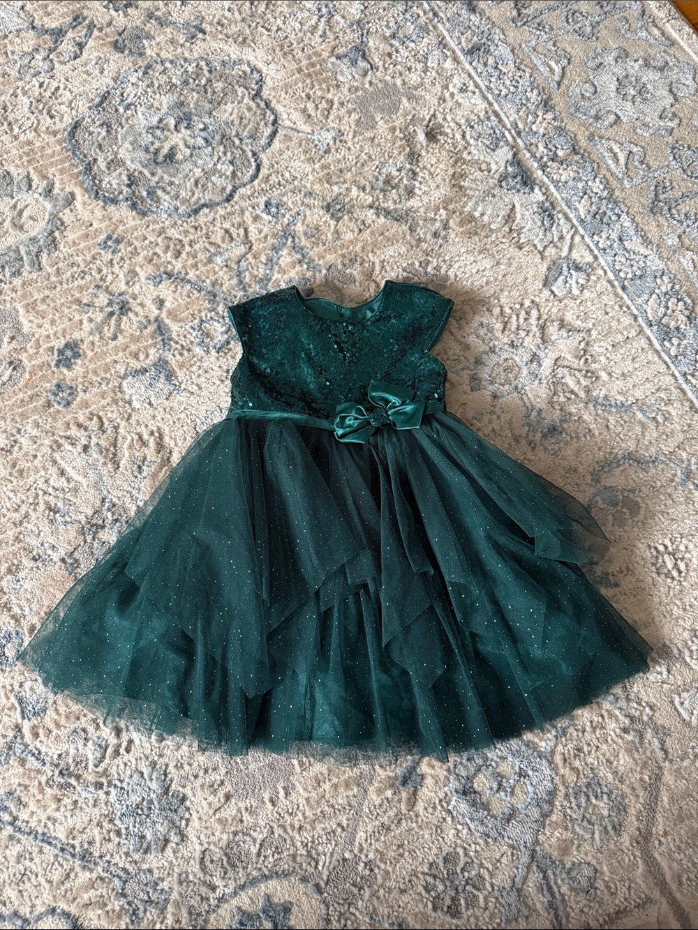 Jona Michelle Emerald Green Sparkle Tulle Dress